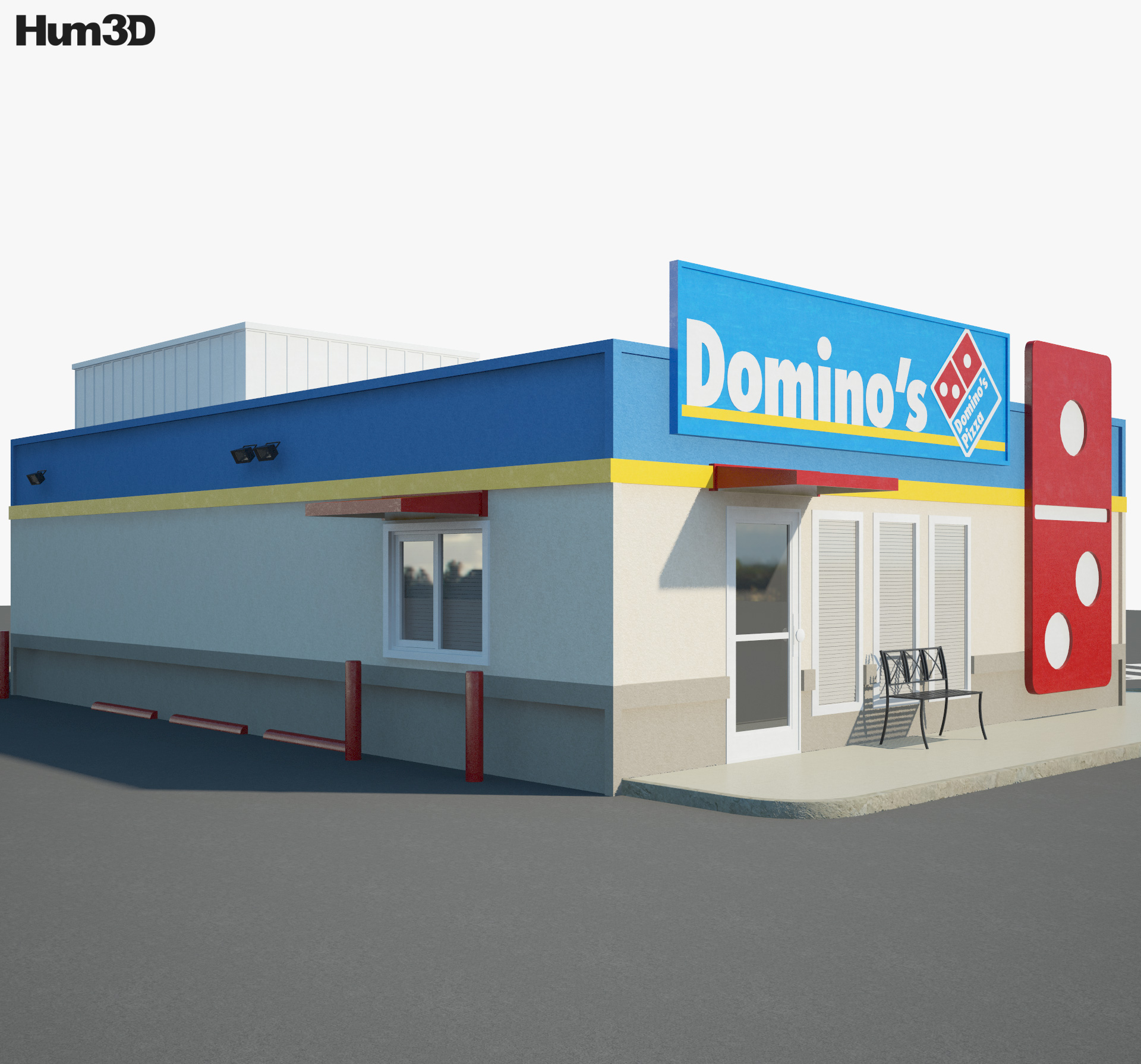 Dominos Pizza Restaurant 02 3d Model Architecture On Hum3d