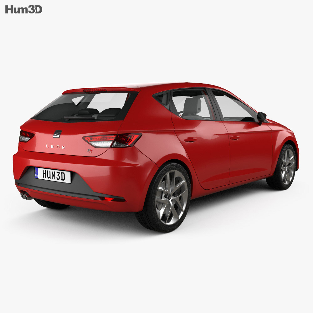 Seat Leon FR 5-door hatchback with HQ interior and engine 2016 3d model back view