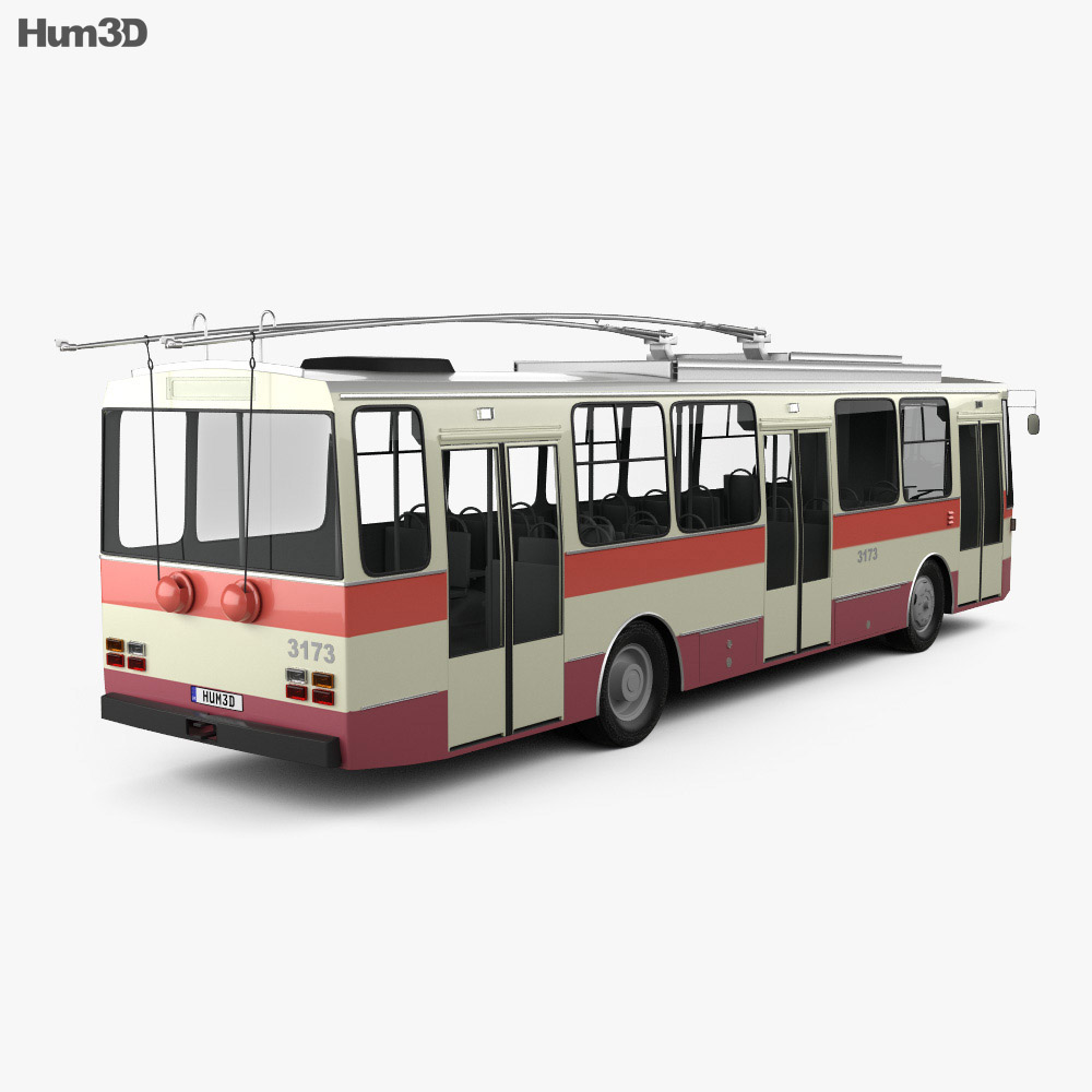 Skoda 14Tr Trolleybus 1982 3D 모델  back view