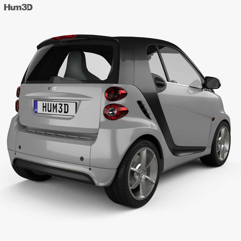 Smart Fortwo coupé 2015 3D-Modell Rückansicht