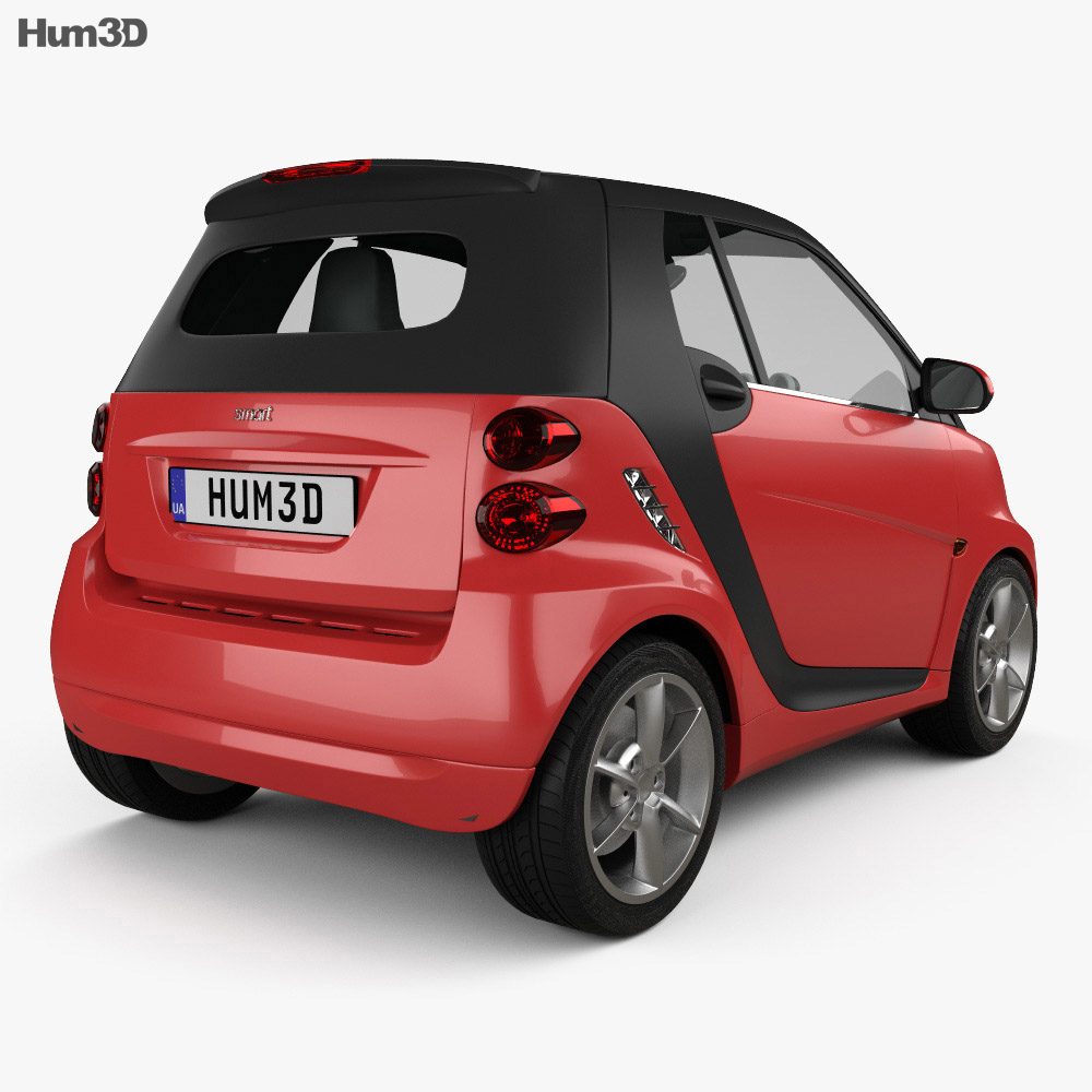 Smart Fortwo 2013 convertible Hard Top 3d model back view