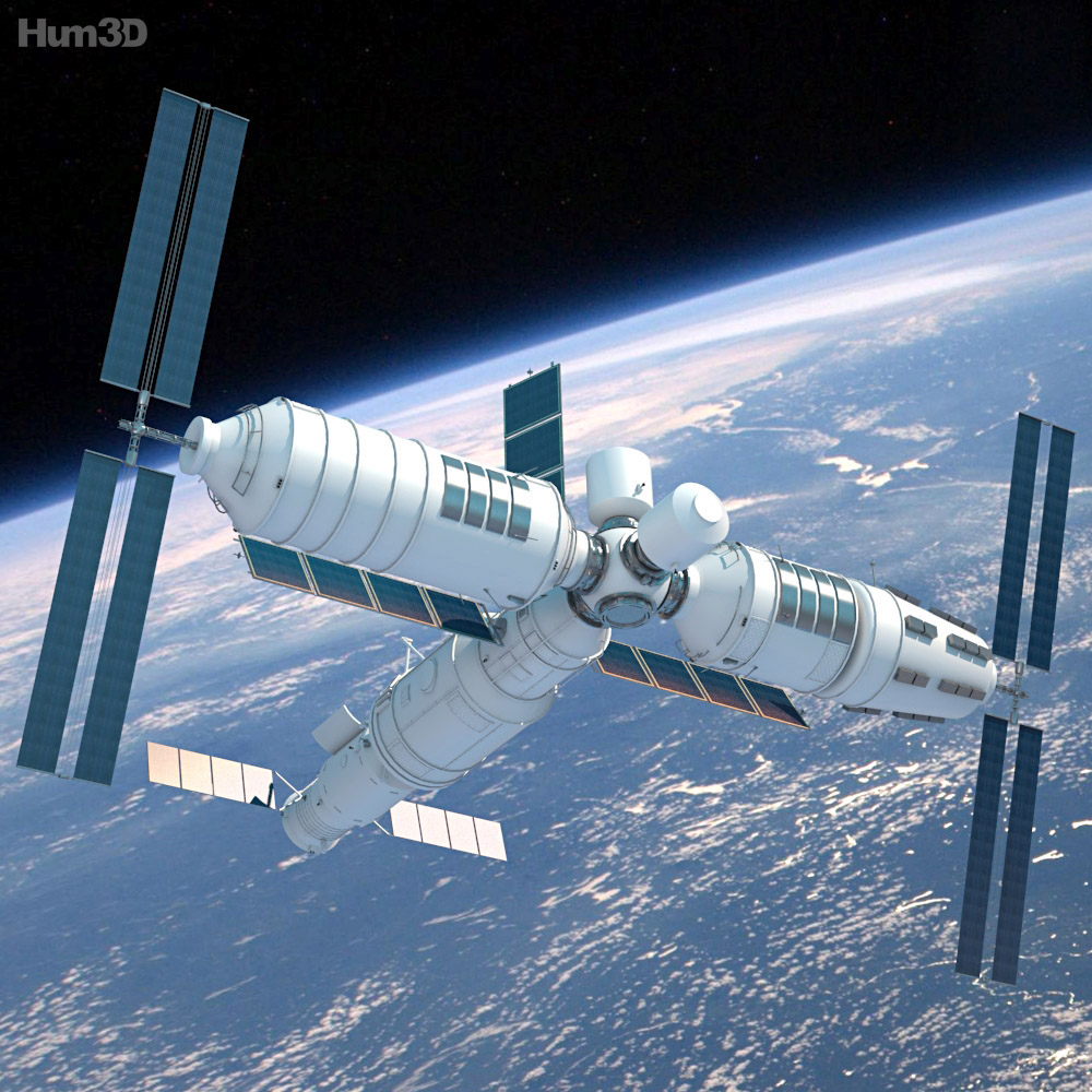 Chinesische Raumstation 3D-Modell