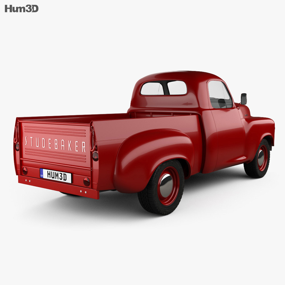 Studebaker Pickup 1950 3D-Modell Rückansicht