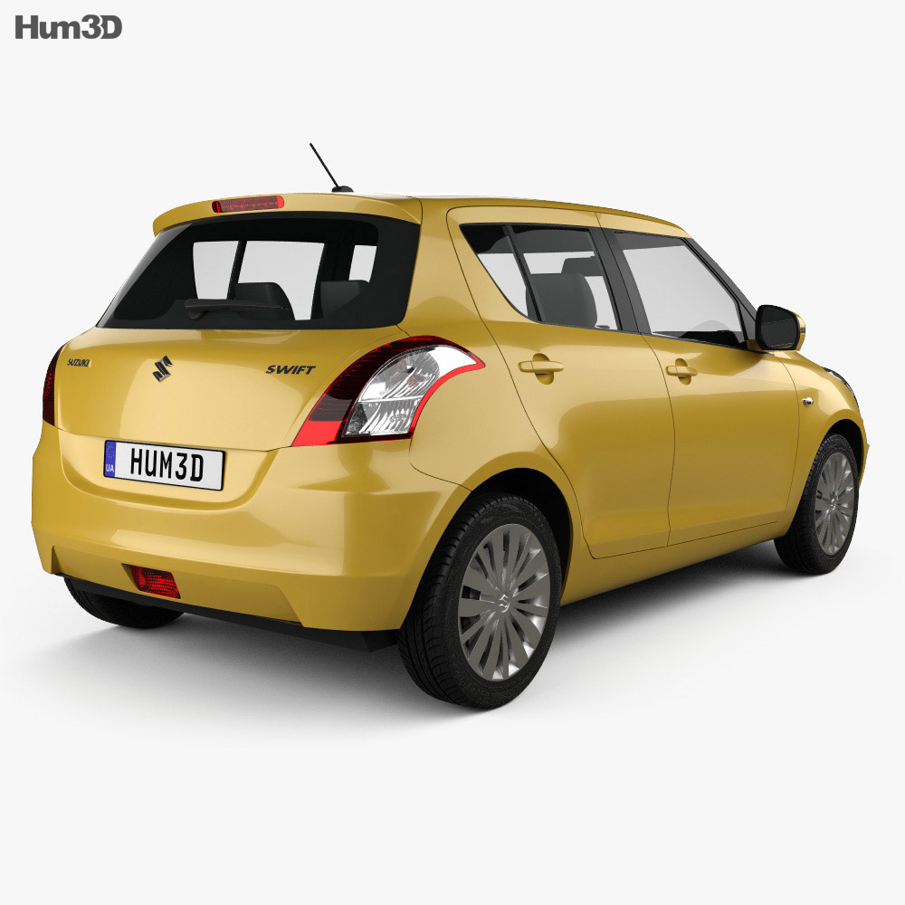 Suzuki Swift 掀背车 5门 2014 3D模型 后视图