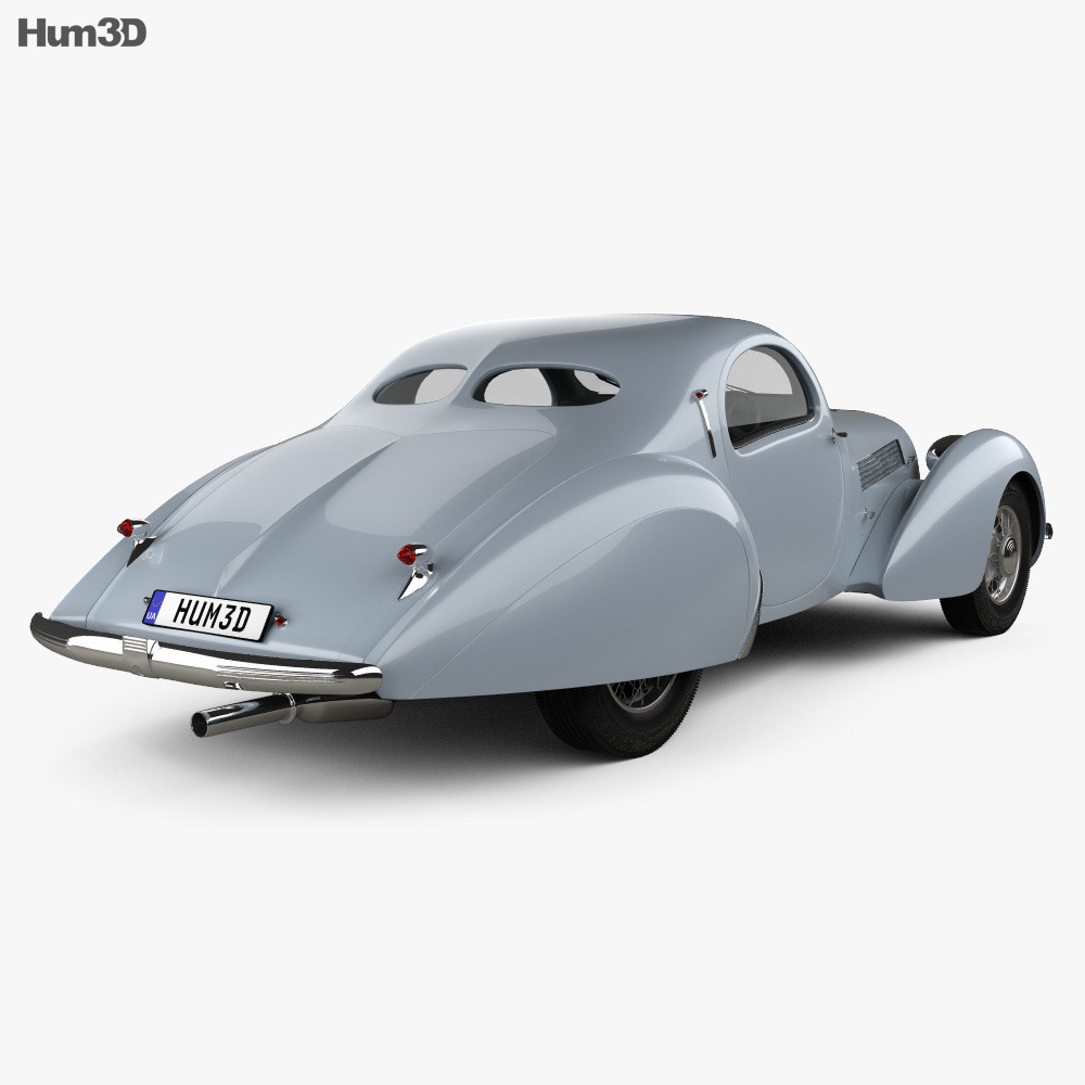 Talbot-Lago Teardrop Coupe 1938 3D模型 后视图
