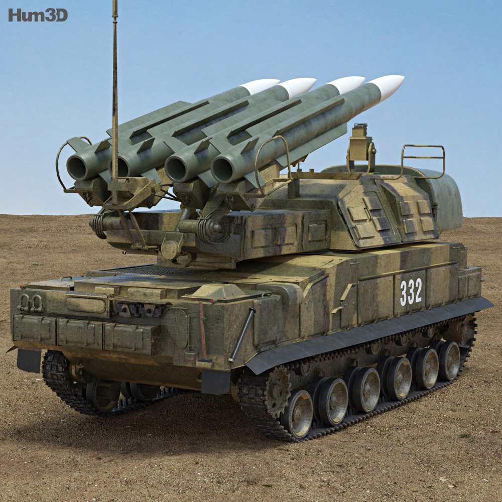 Buk missile Modello 3D vista posteriore
