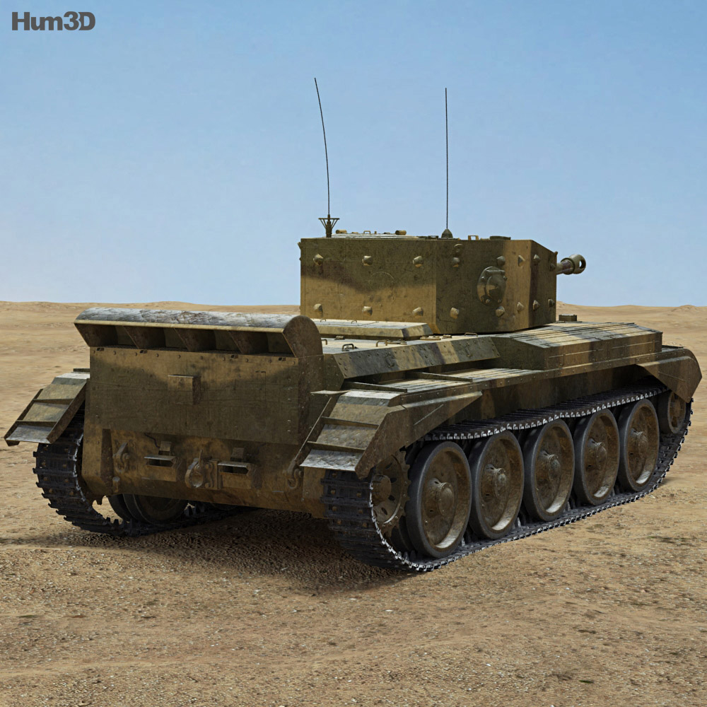 Cromwell tank 3d model back view