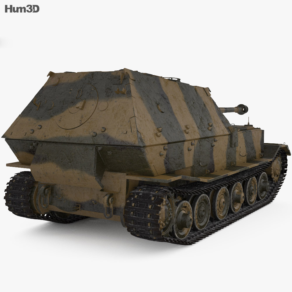 Elefant Tank Destroyer 3d model back view