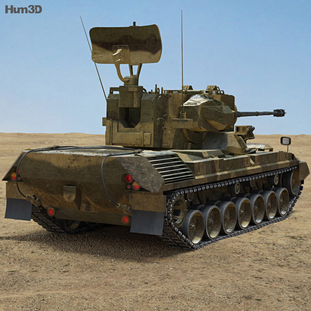Flakpanzer Gepard 1A2 Modello 3D vista posteriore