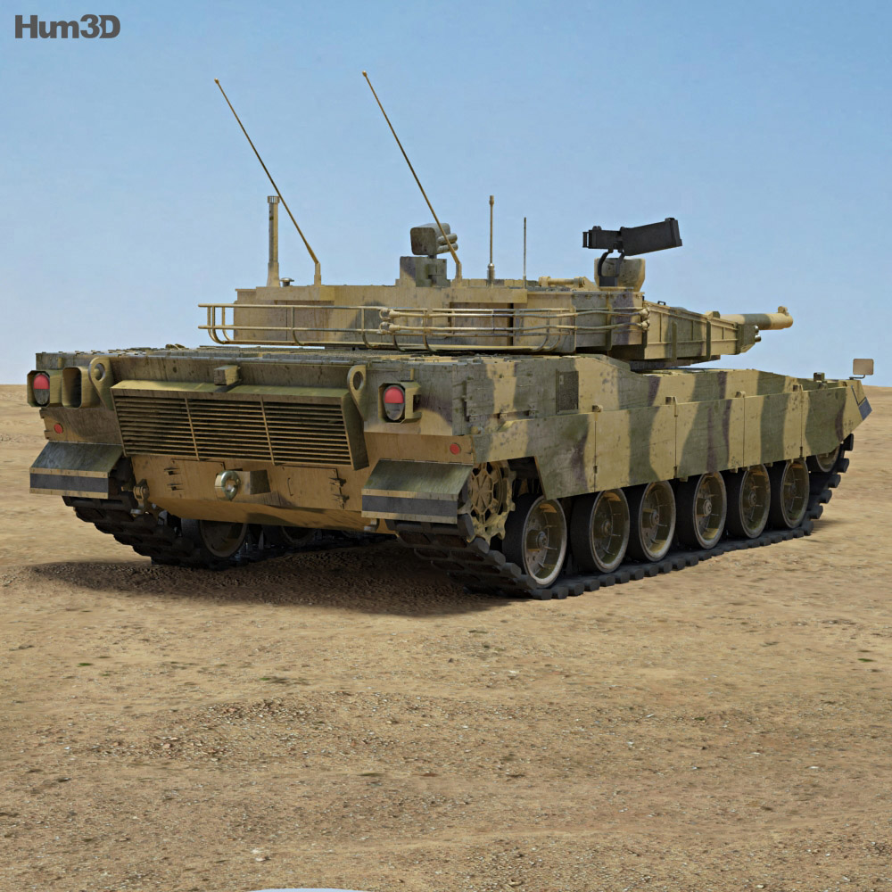 K2主戰坦克 3D模型 后视图