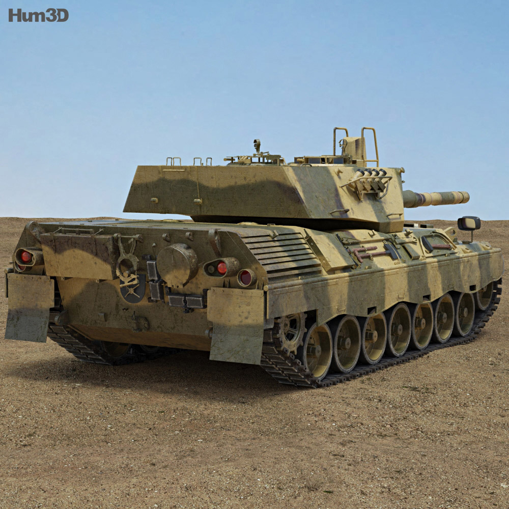 Leopard 1 Tank 3d model back view