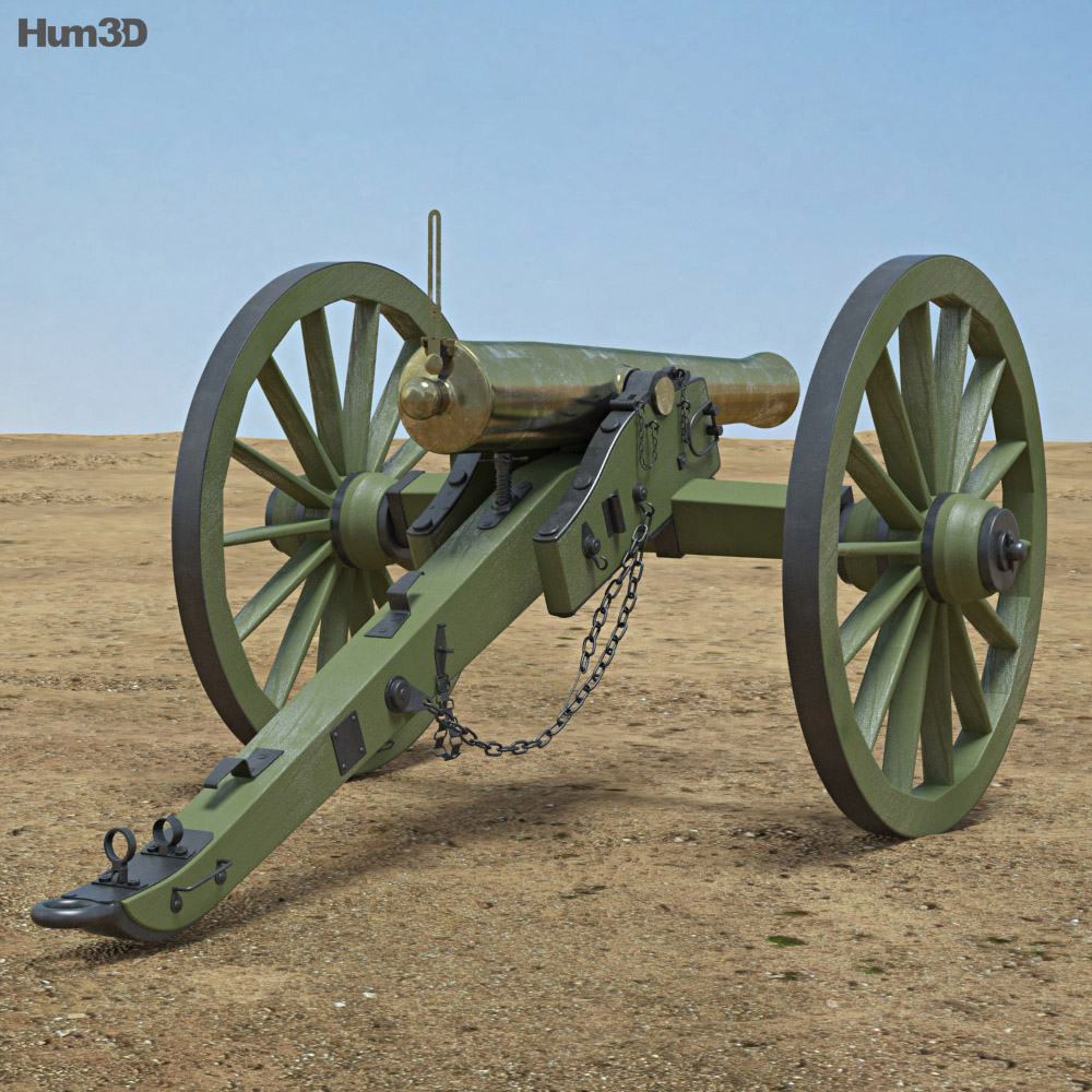 Model 1857 12-Pounder Napoleon Cannon 3D模型 后视图