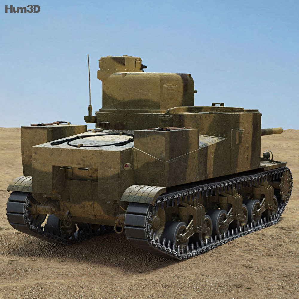 M3 Lee 3D-Modell Rückansicht