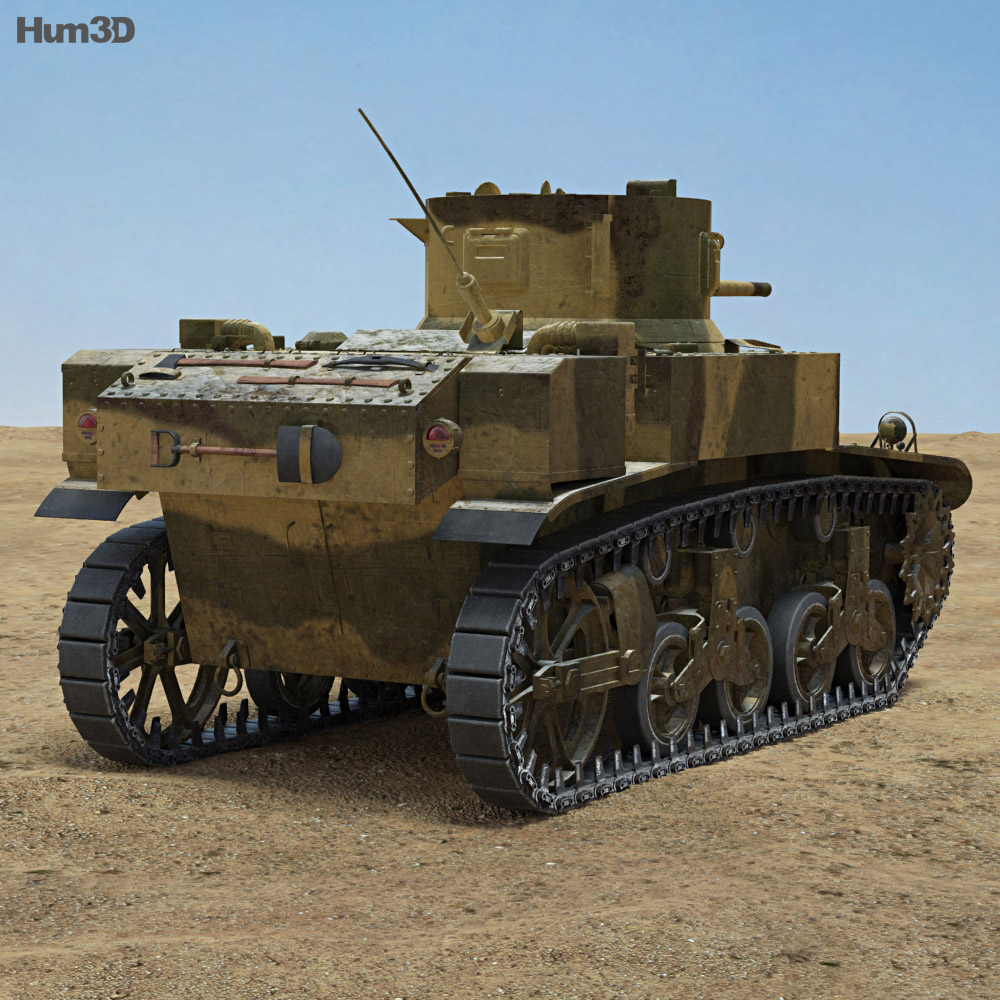 M3斯圖亞特坦克 3D模型 后视图