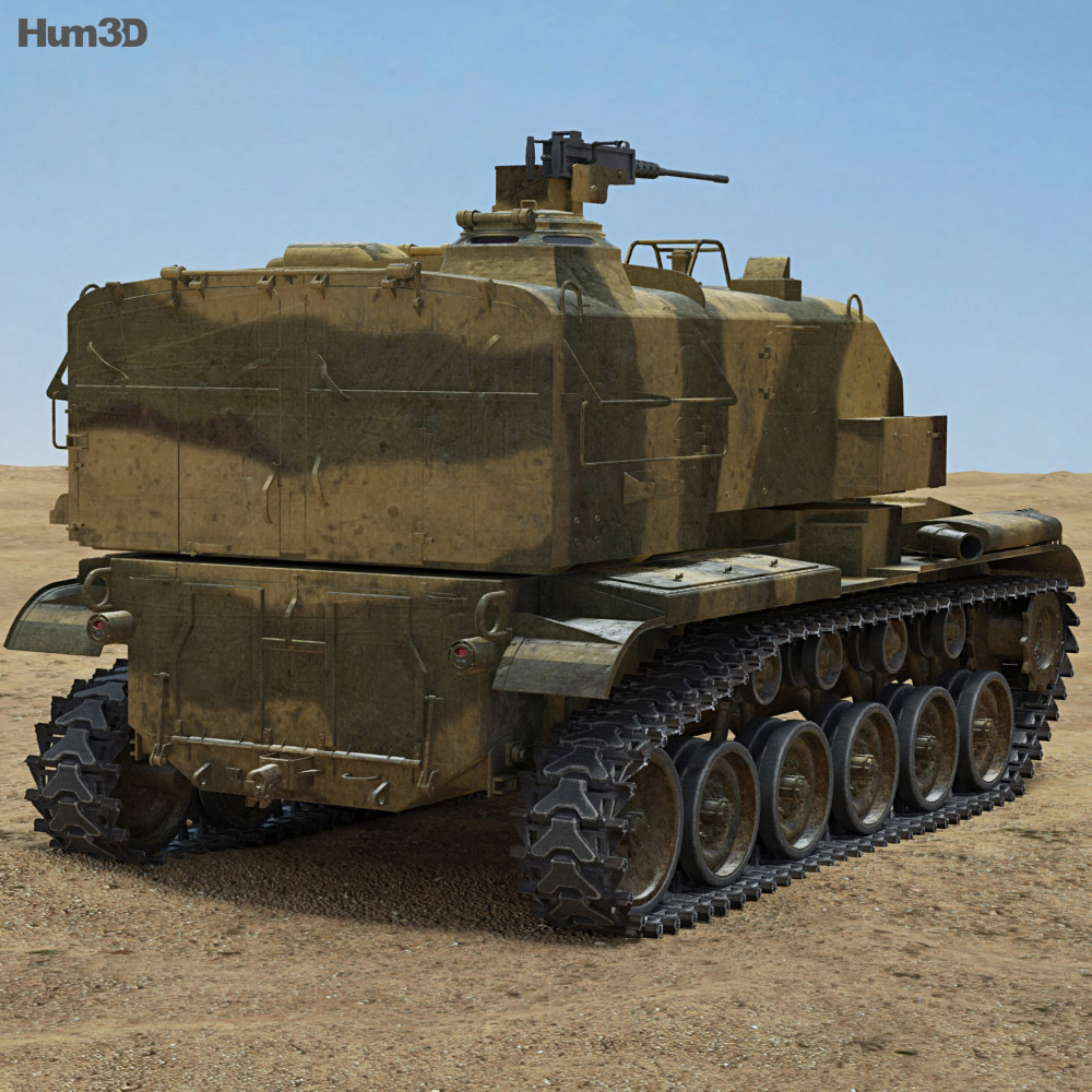 M52 Self Propelled Howitzer 3d model back view