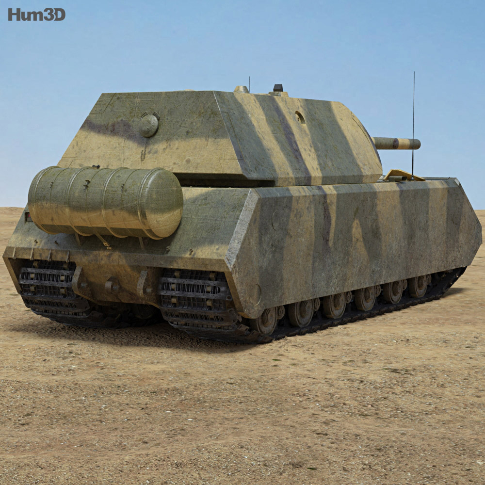 Panzerkampfwagen VIII Maus 3D-Modell Rückansicht
