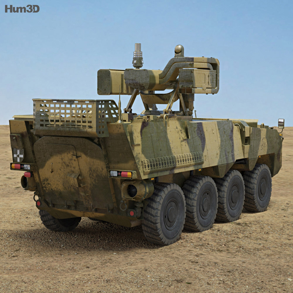 Pandur II 8X8 Armoured Personnel Carrier Modello 3D vista posteriore