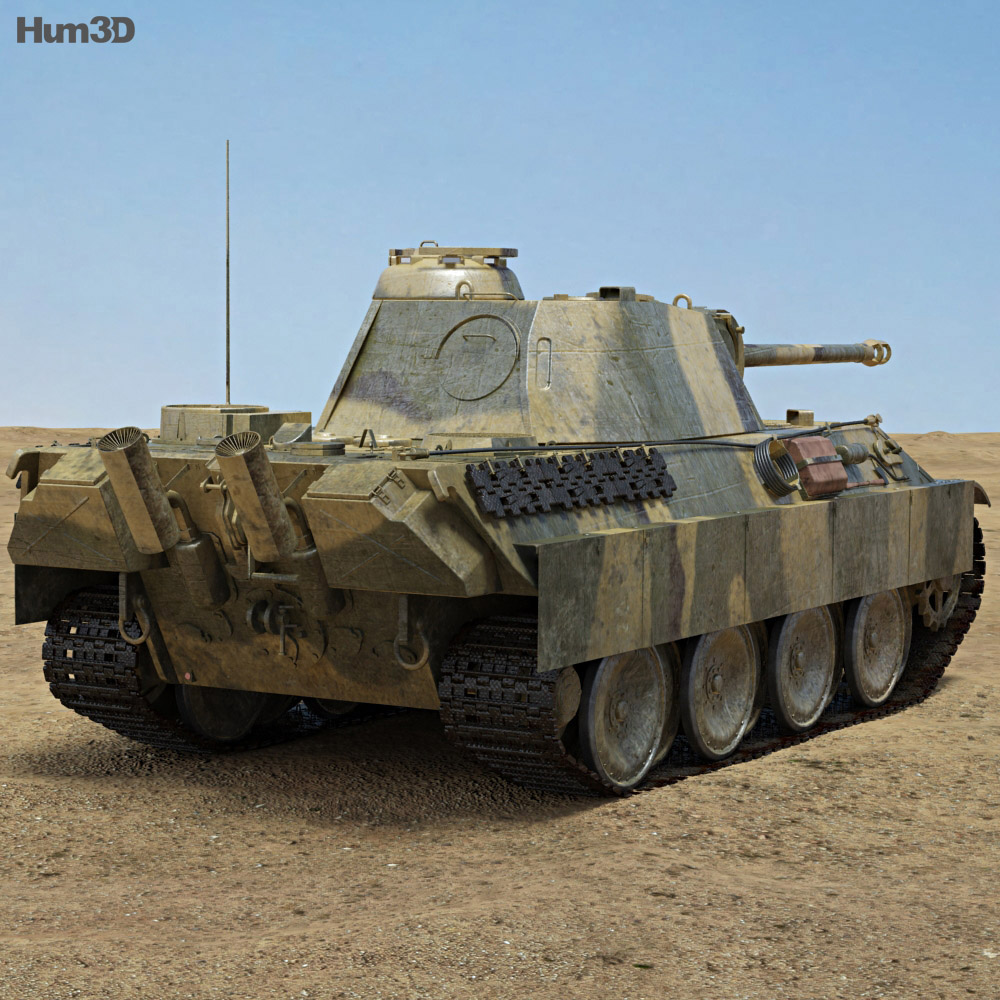 Panzerkampfwagen V Panther 3D-Modell Rückansicht