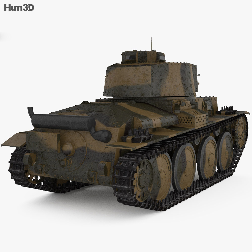 Panzer 38(t) Modello 3D vista posteriore