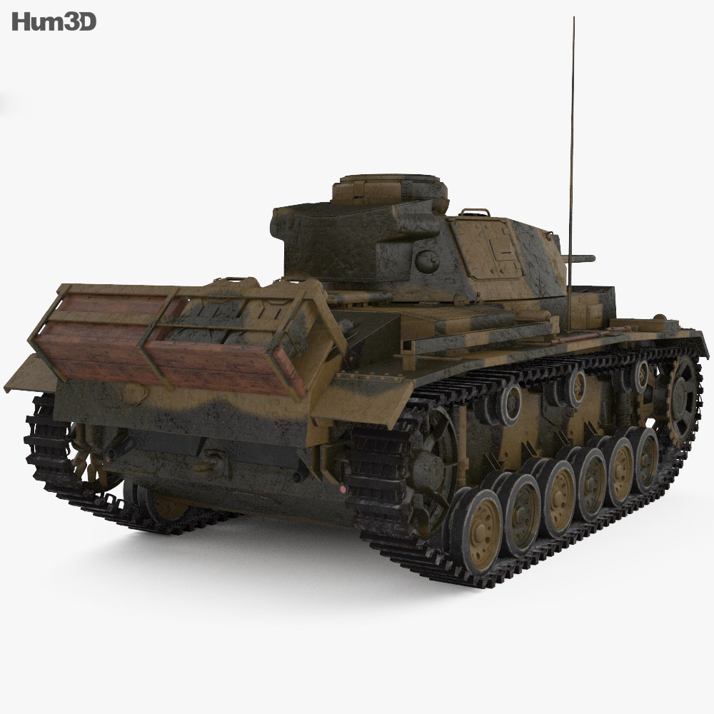 Panzer III Modelo 3d vista traseira