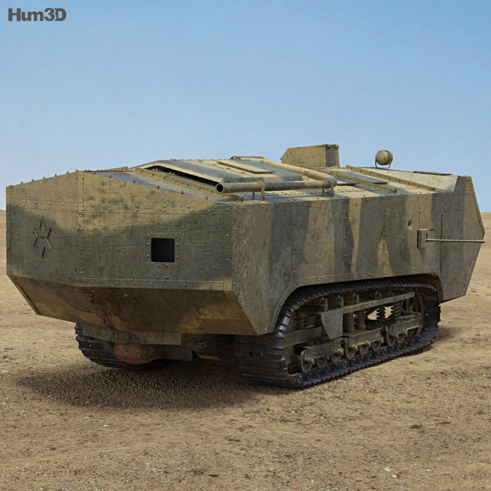 Saint-Chamond Tank 3d model back view