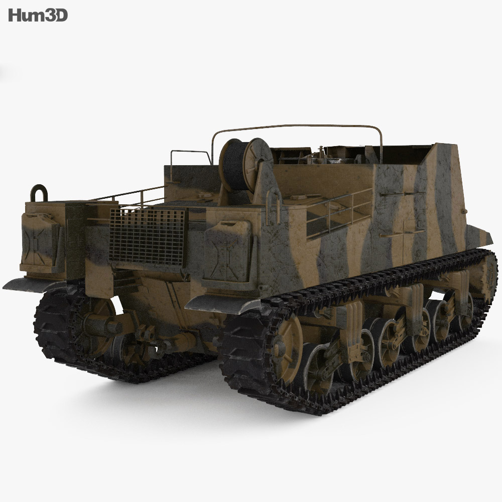 Sexton Self-propelled Artillery 3D-Modell Rückansicht