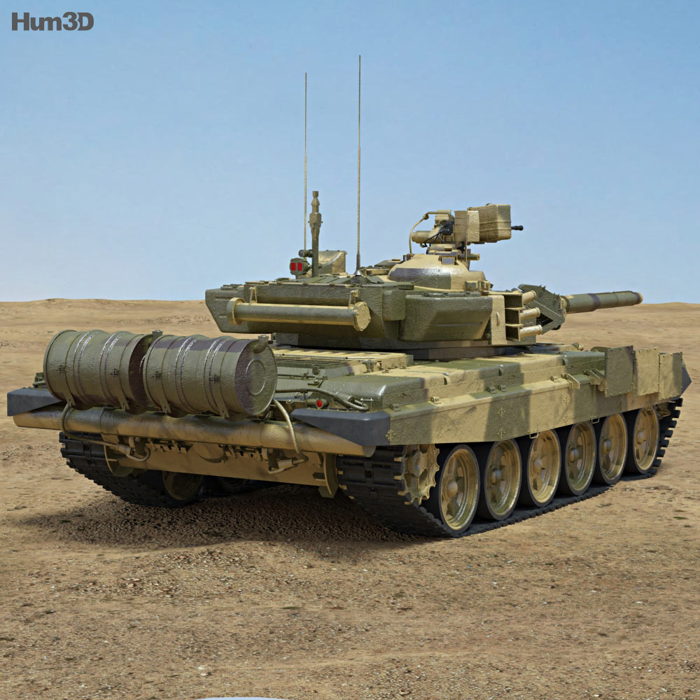 T-90 3d model back view