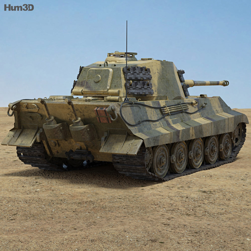 Panzer VI Tiger II Modello 3D vista posteriore
