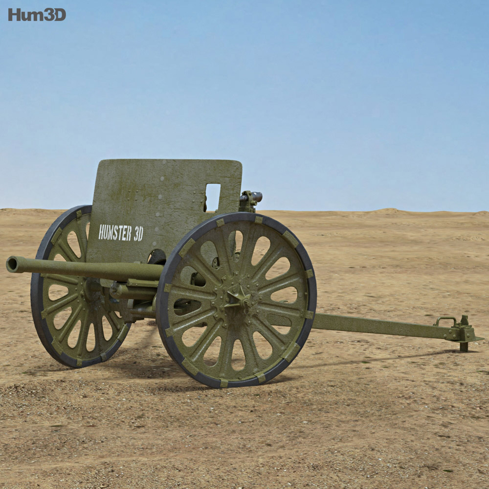Type 1 37 mm Anti-Tank Gun 3D 모델 