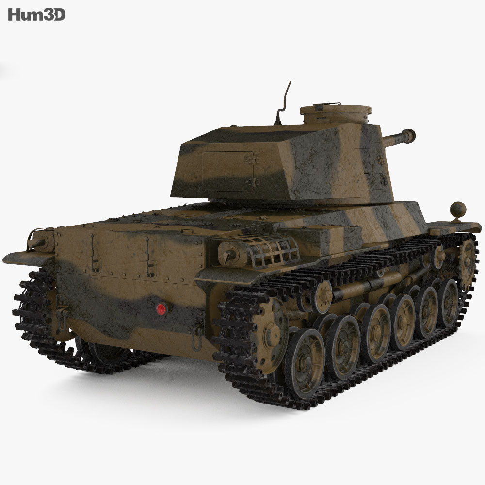 三式中戦車 3Dモデル 後ろ姿