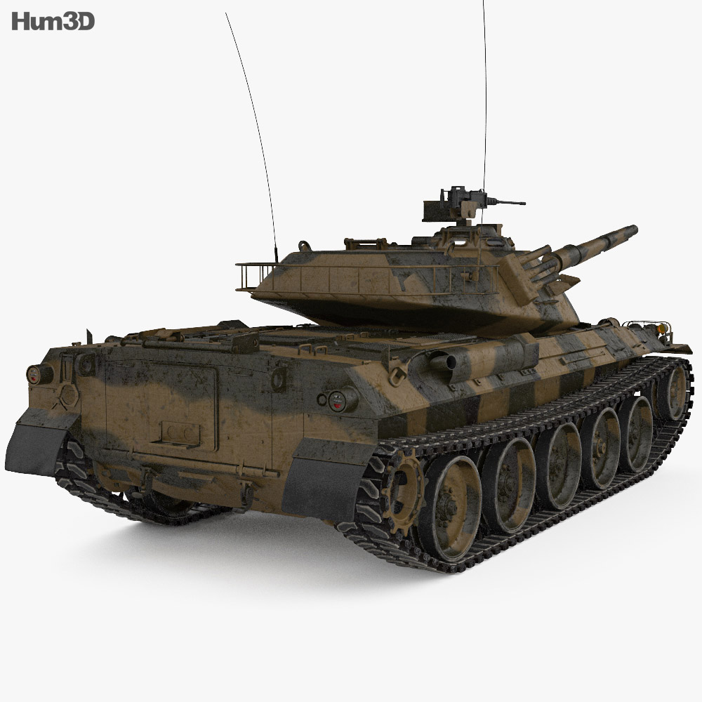 Type 74 Tank 3d model back view