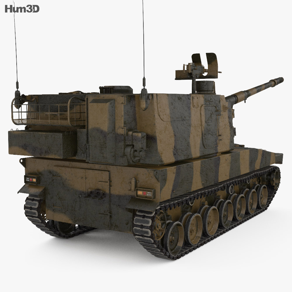 Type 99 155 mm self-propelled Howitzer 3d model back view