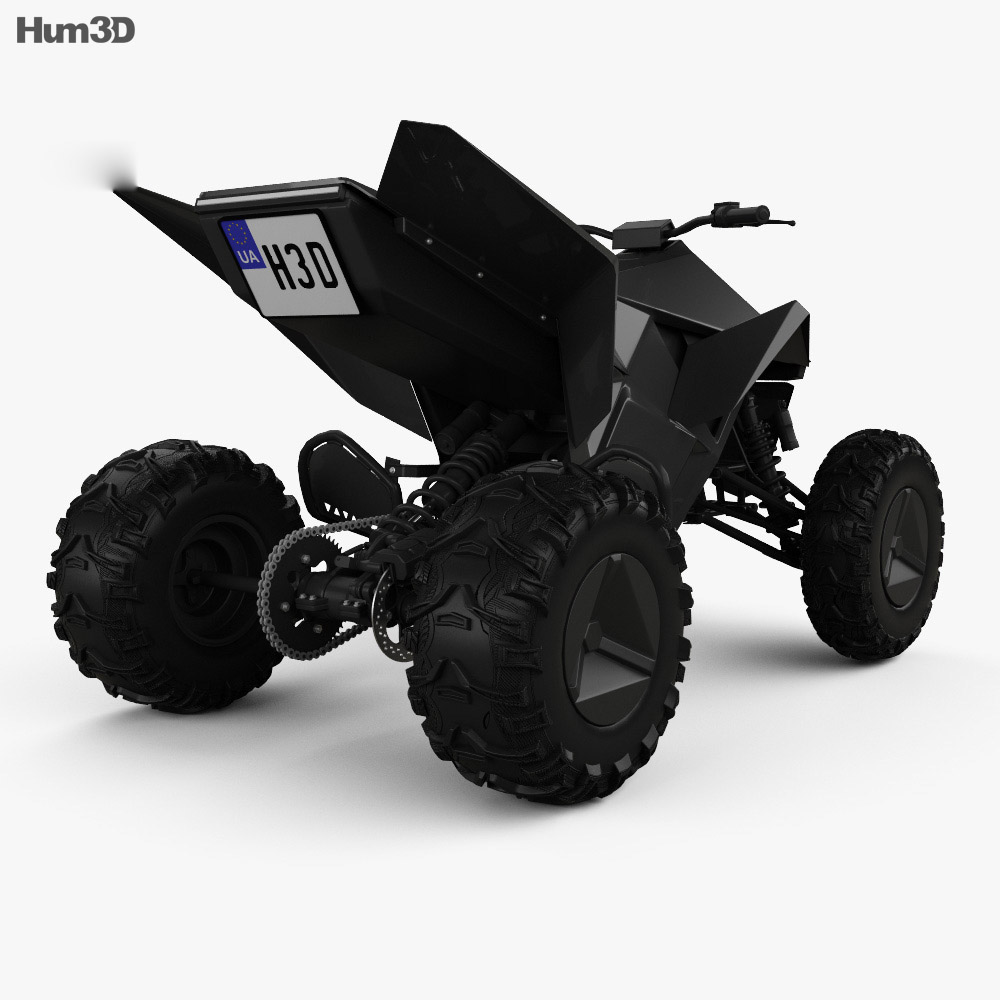 Tesla Cyberquad ATV 2019 3D-Modell Rückansicht