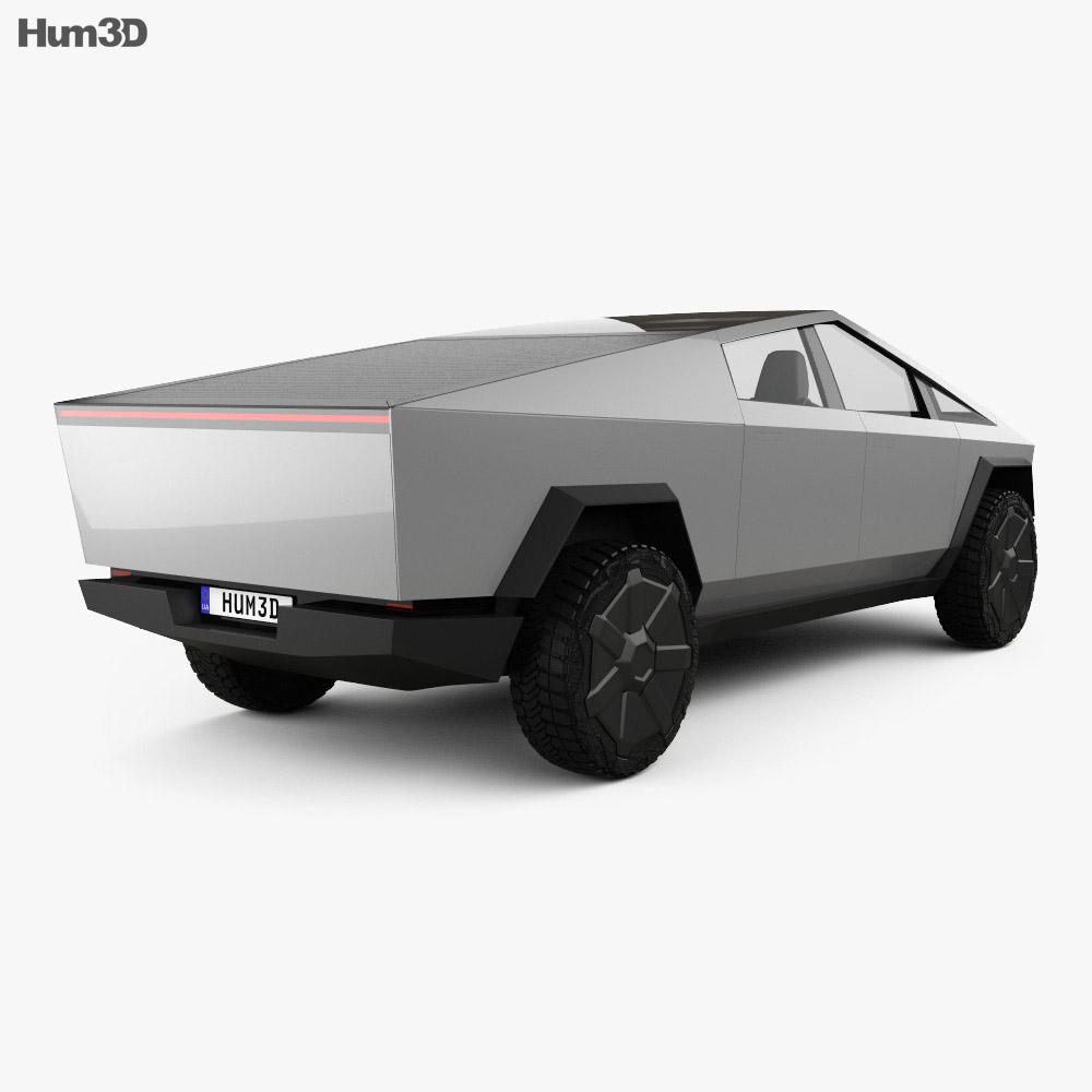 Tesla Cybertruck 2022 Modello 3D vista posteriore