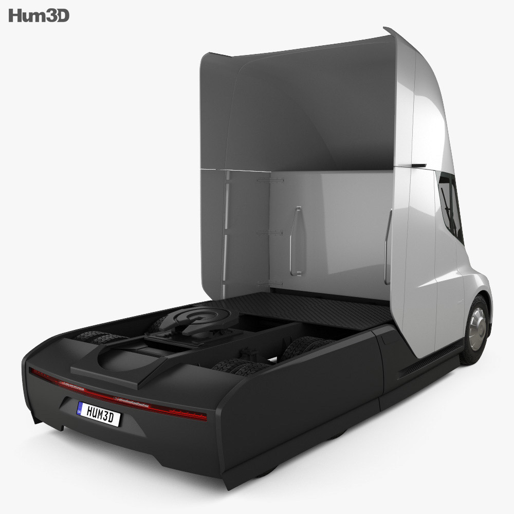 Tesla Semi 卧铺驾驶室 牵引车 2018 3D模型 后视图