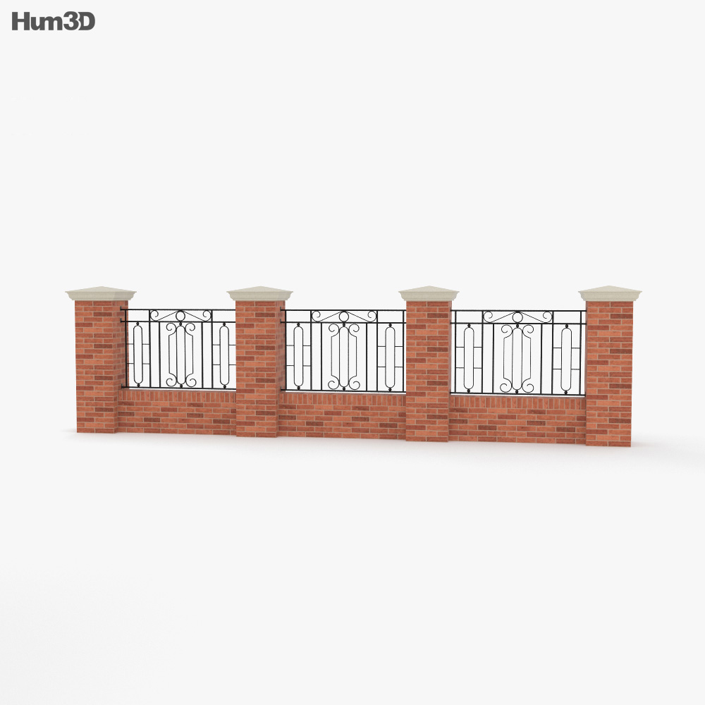 Brick Fence 3d model