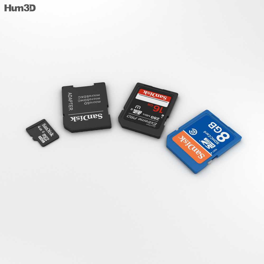 SD Cards Set 3D model - Electronics on Hum3D