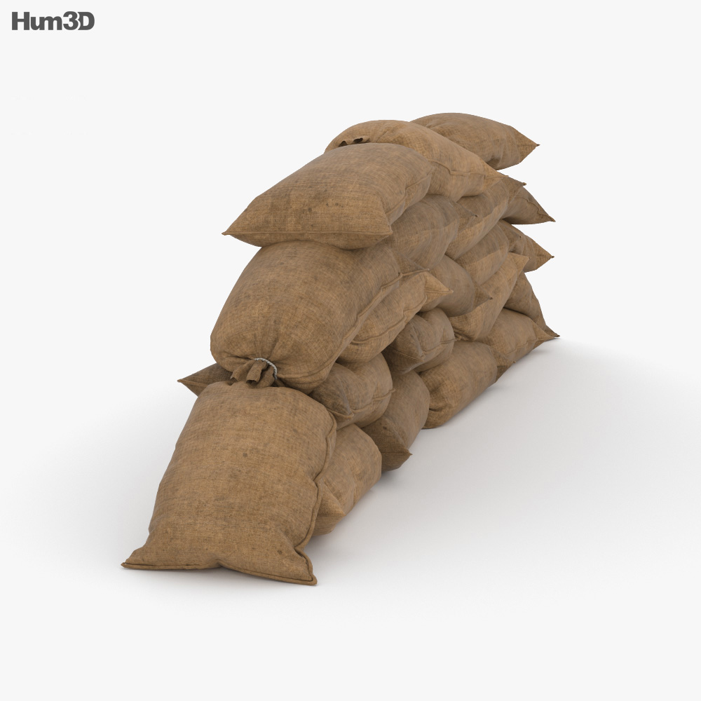 Sacchi di sabbia barricata Modello 3D