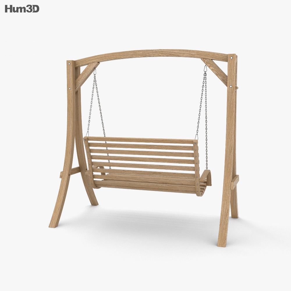 Cadeira de balanço de madeira para jardim Modelo 3d