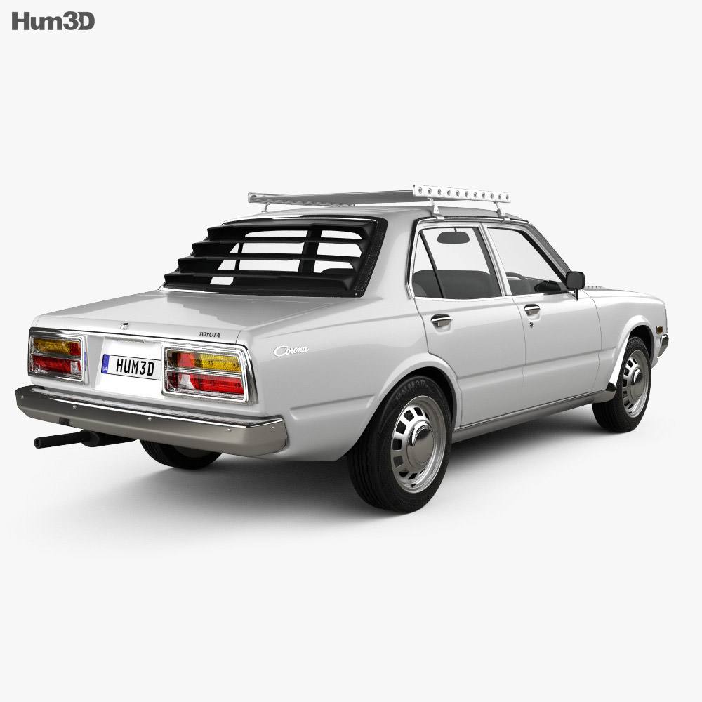 Toyota Corona sedan 1975 3D-Modell Rückansicht