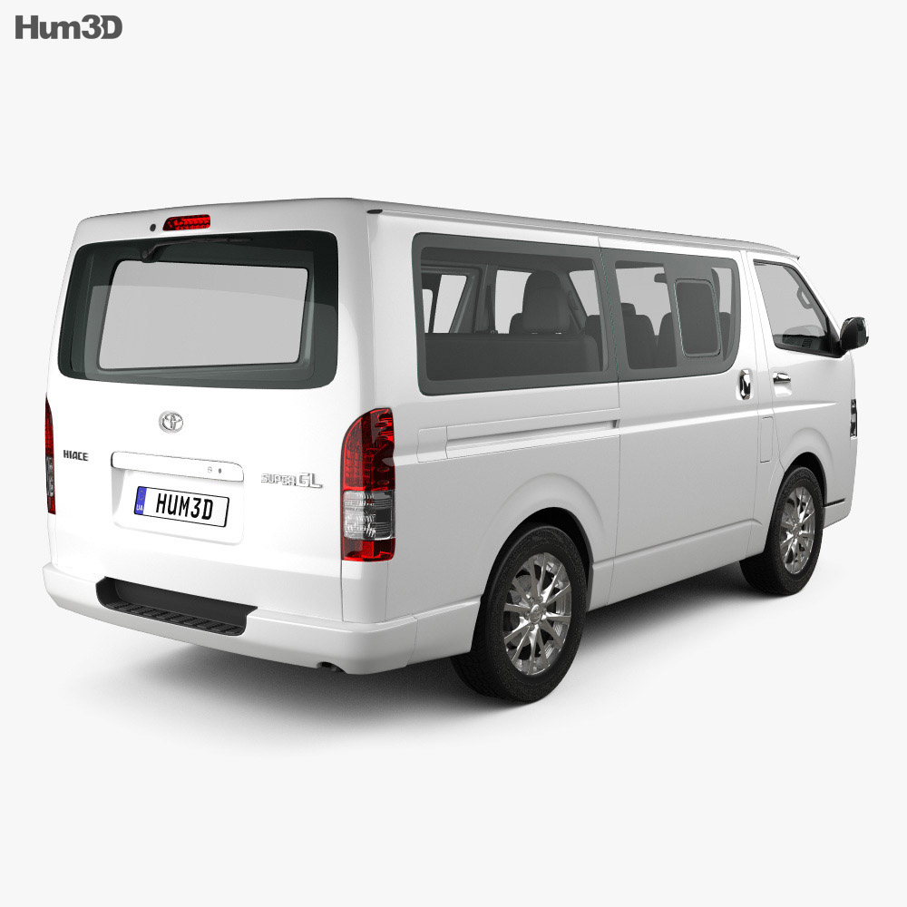 Toyota Hiace LWB Combi 带内饰 2013 3D模型 后视图