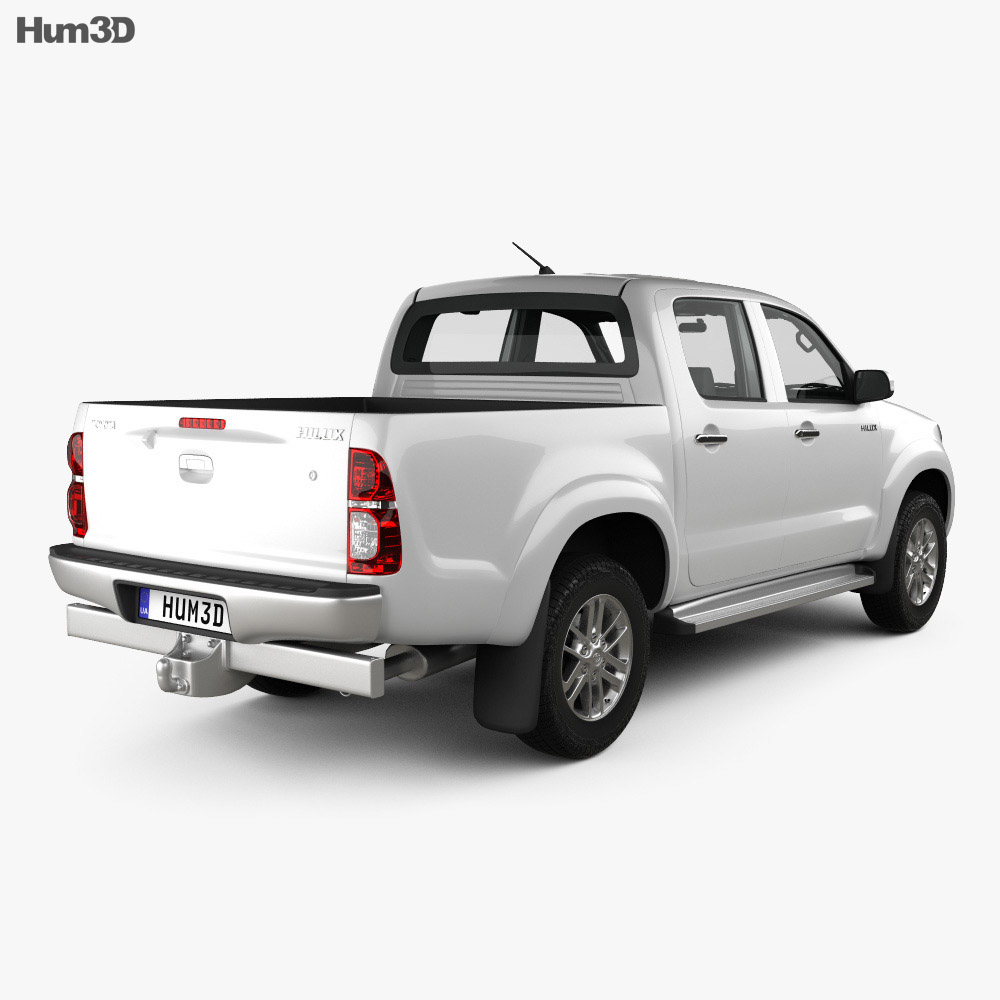 Toyota Hilux Double Cab with HQ interior 2014 3d model back view