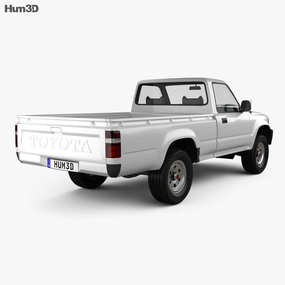 Toyota Hilux 单人驾驶室 1988 3D模型 后视图