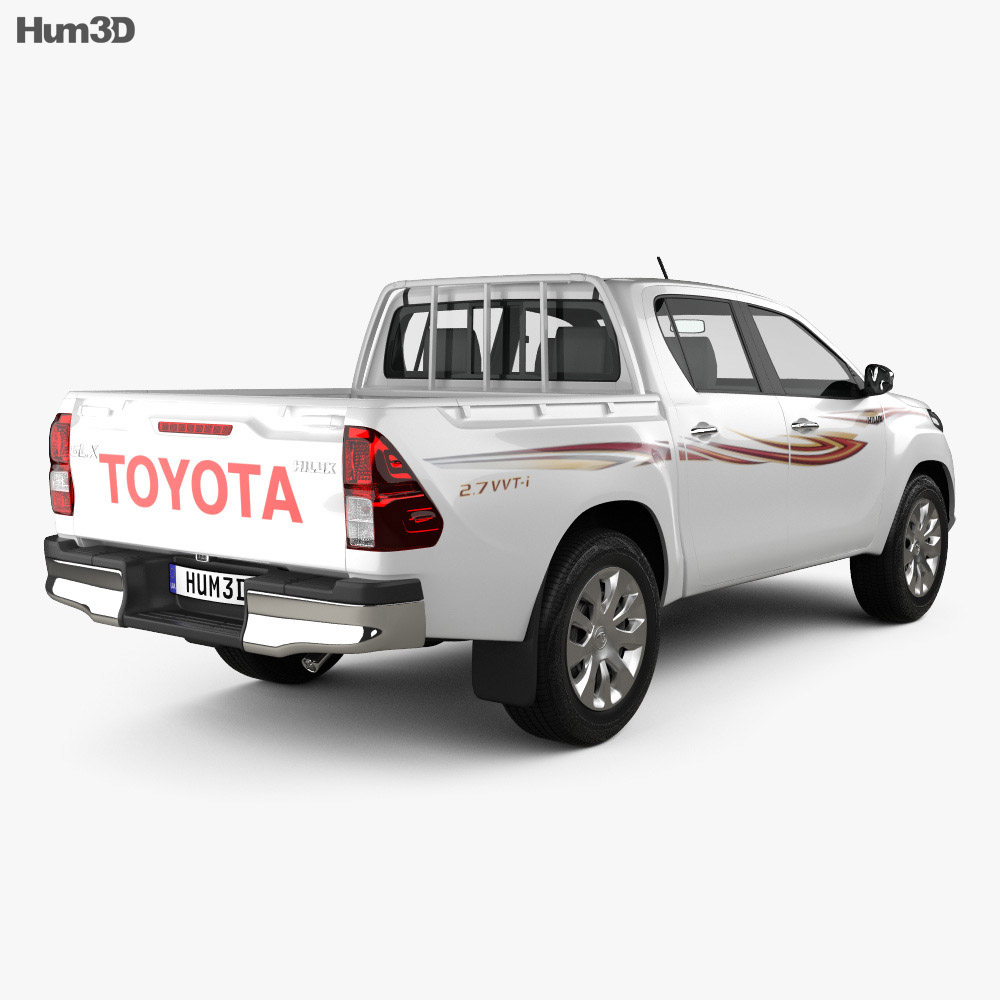 Toyota Hilux Double Cab GLX 2021 3d model back view