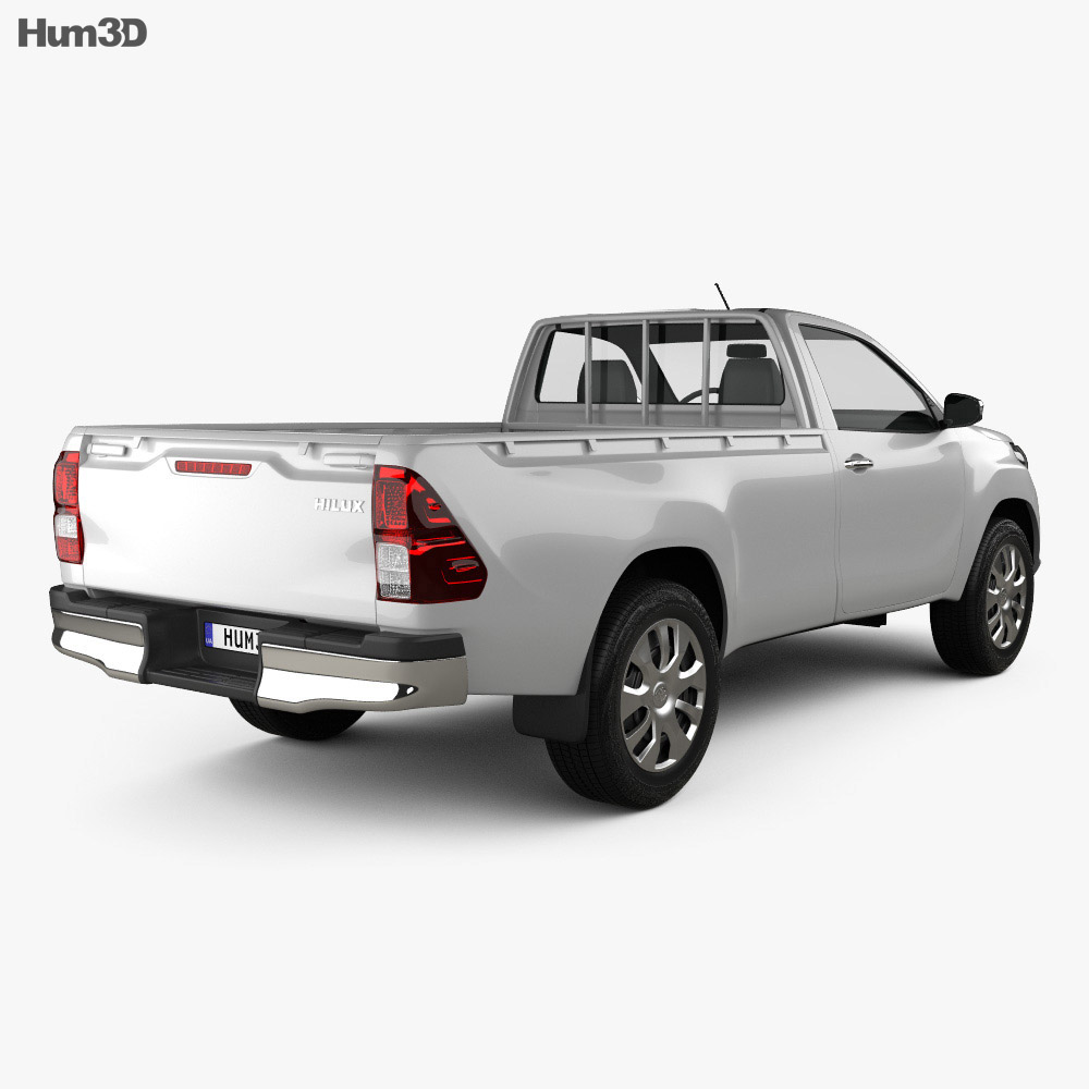 Toyota Hilux Single Cab SR 2018 3d model back view