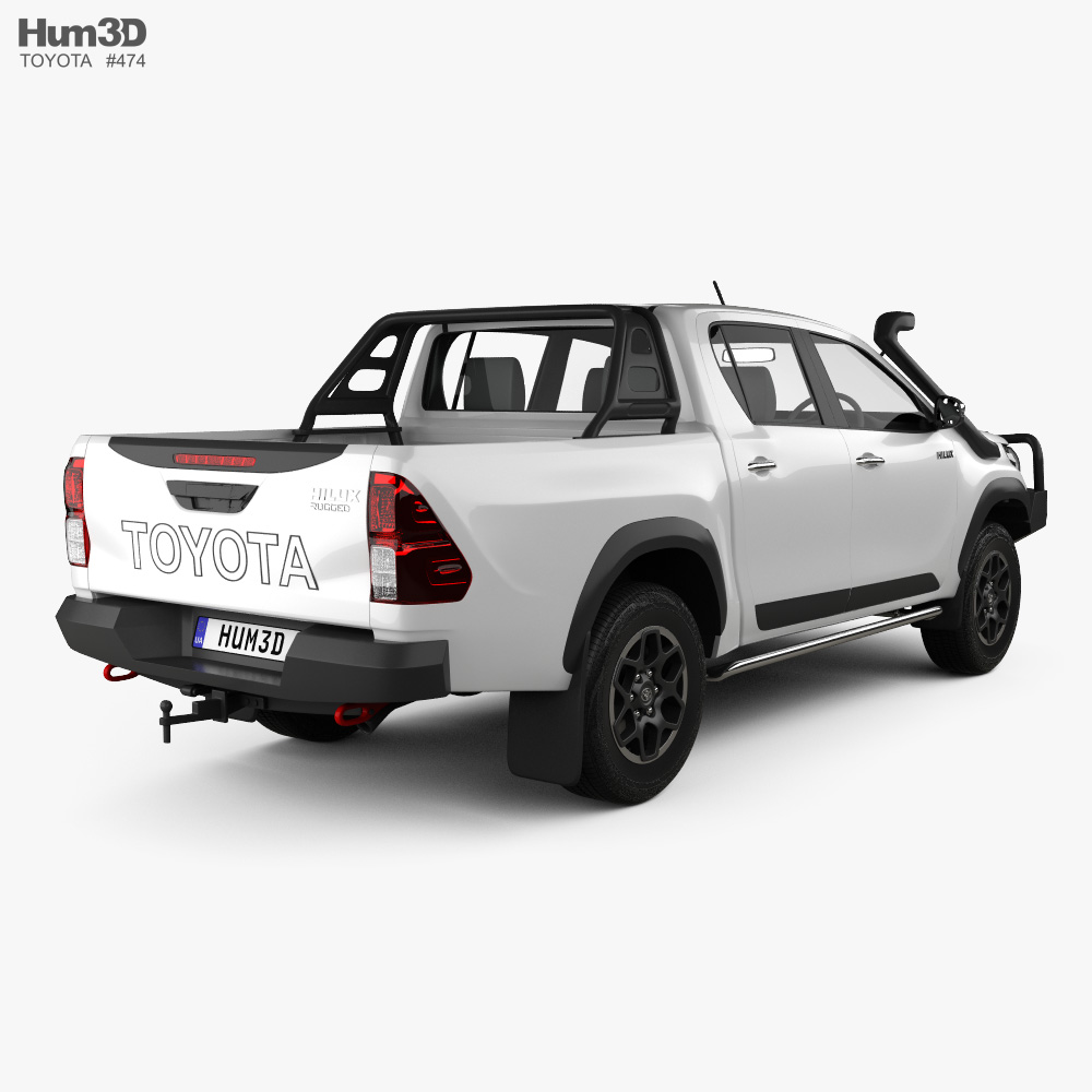 Toyota Hilux Double Cab Rugged 2022 3d model back view