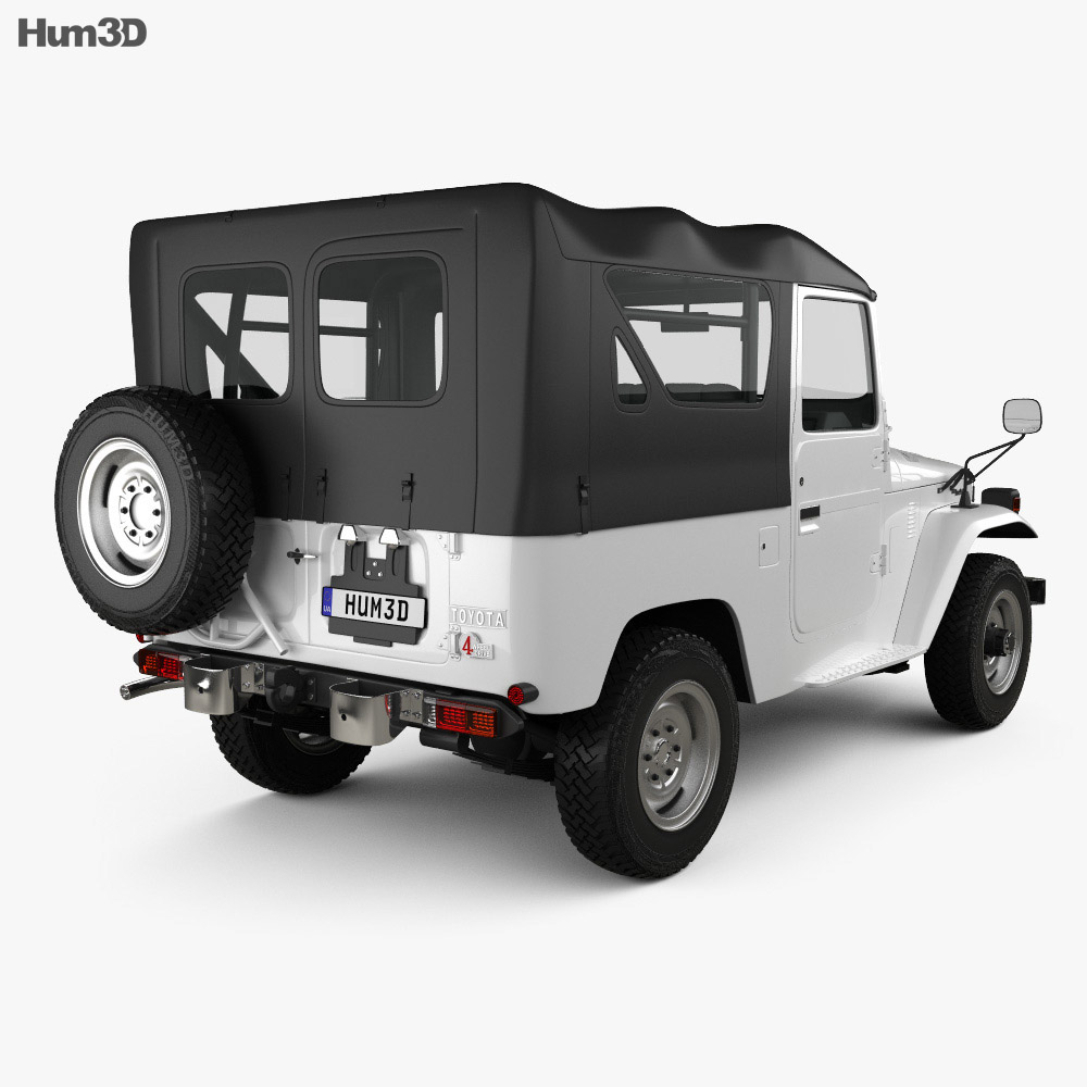 Toyota Land Cruiser (J40) Canvas Top 1979 3d model back view