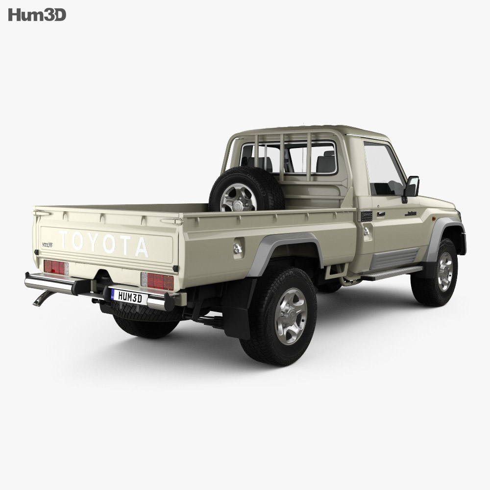Toyota Land Cruiser Single Cab Pickup with HQ interior 2014 3d model back view
