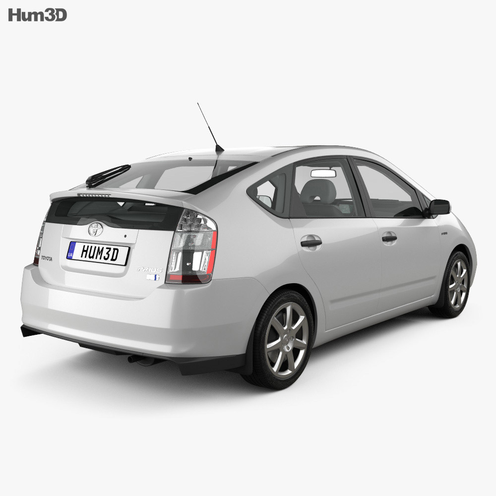 Toyota Prius with HQ interior and engine 2009 3d model back view