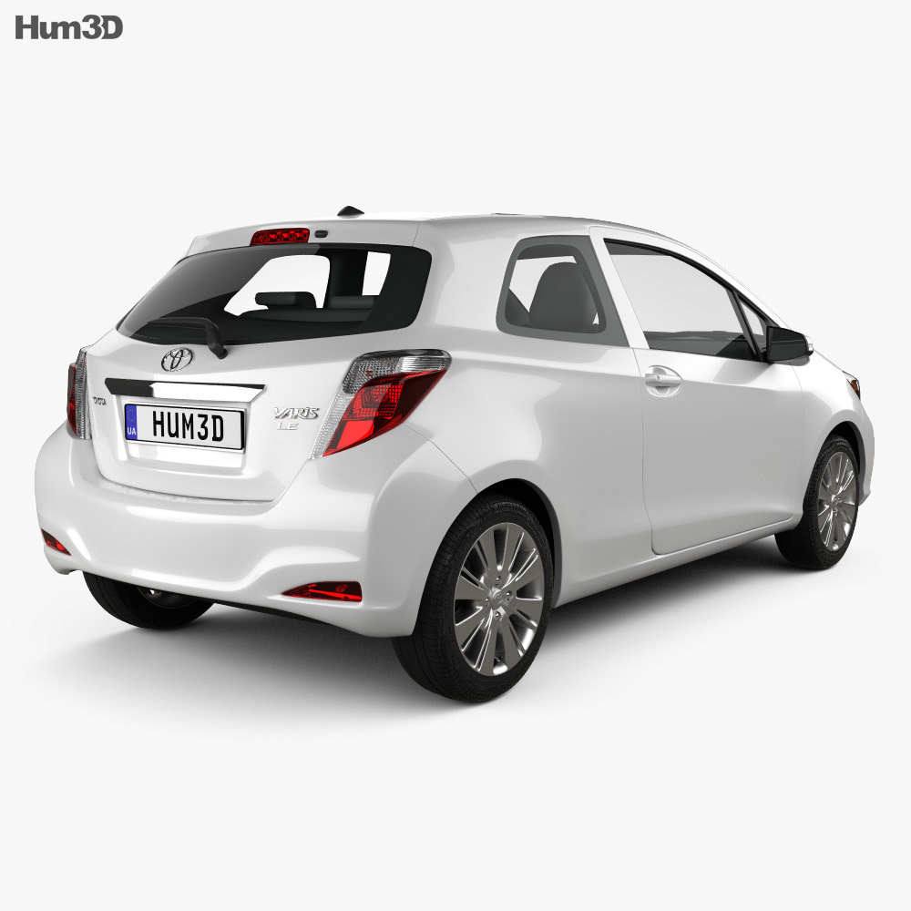 Toyota Yaris трьохдверний 2014 3D модель back view